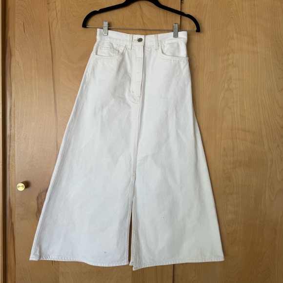 COS white denim maxi skirt with front and back center slit size 4 - Picture 1 of 5